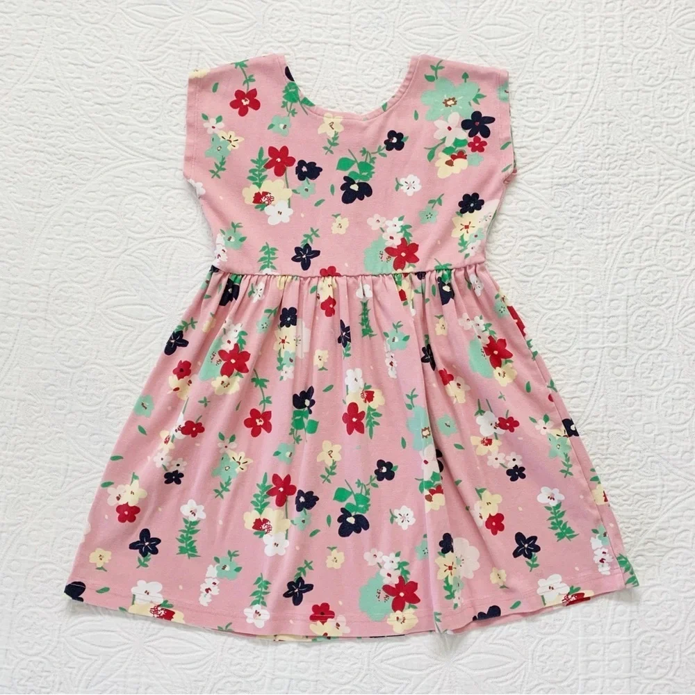 Hanna Andersson 100% Cotton Play‎ Dress, Pink Floral (130cm)
